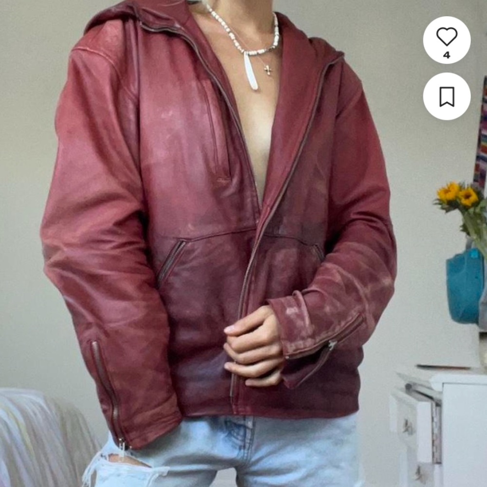The Jacket Maker Leather Jacket in a burnt red